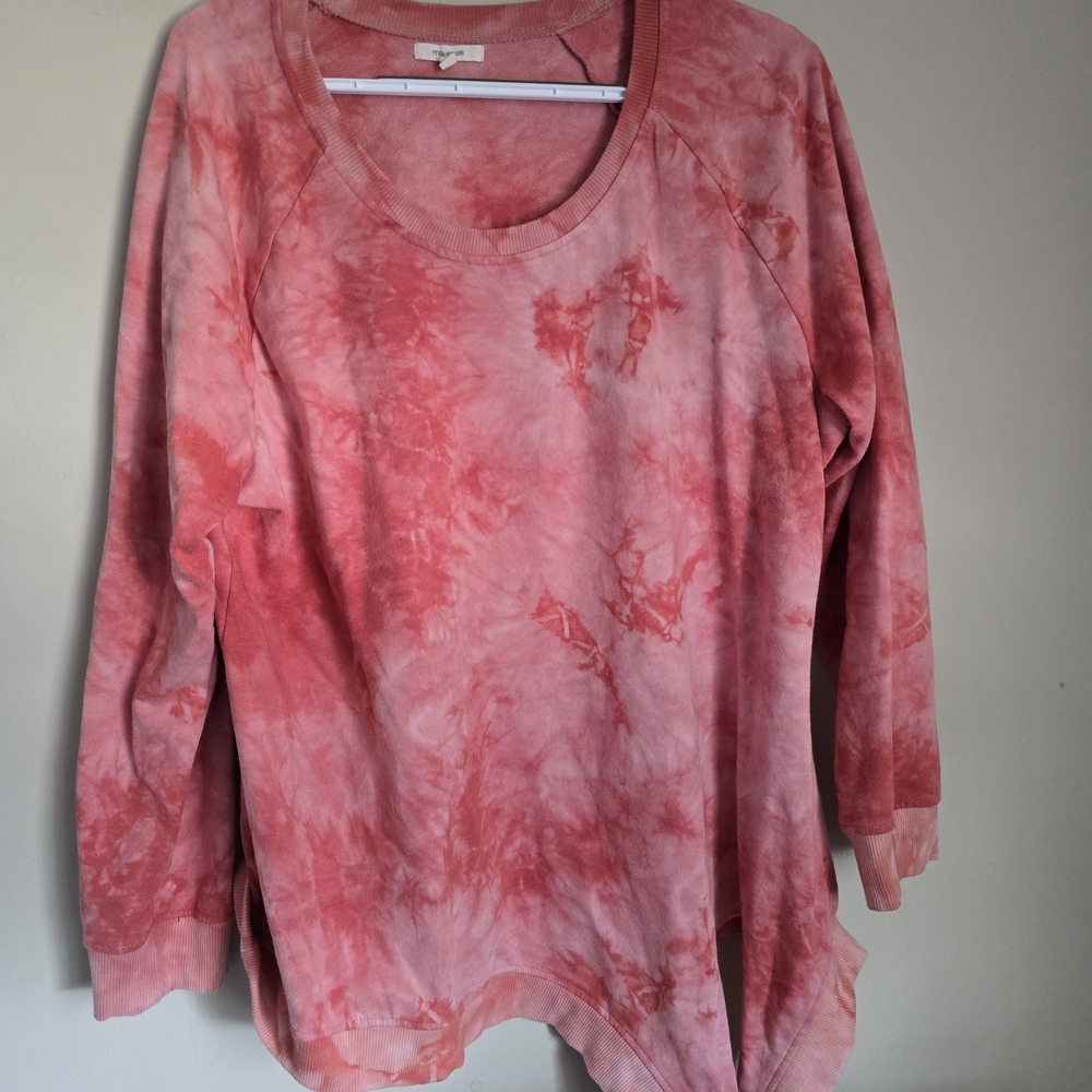Maurices Pink Tie-Dye Long Sleeve Pullover